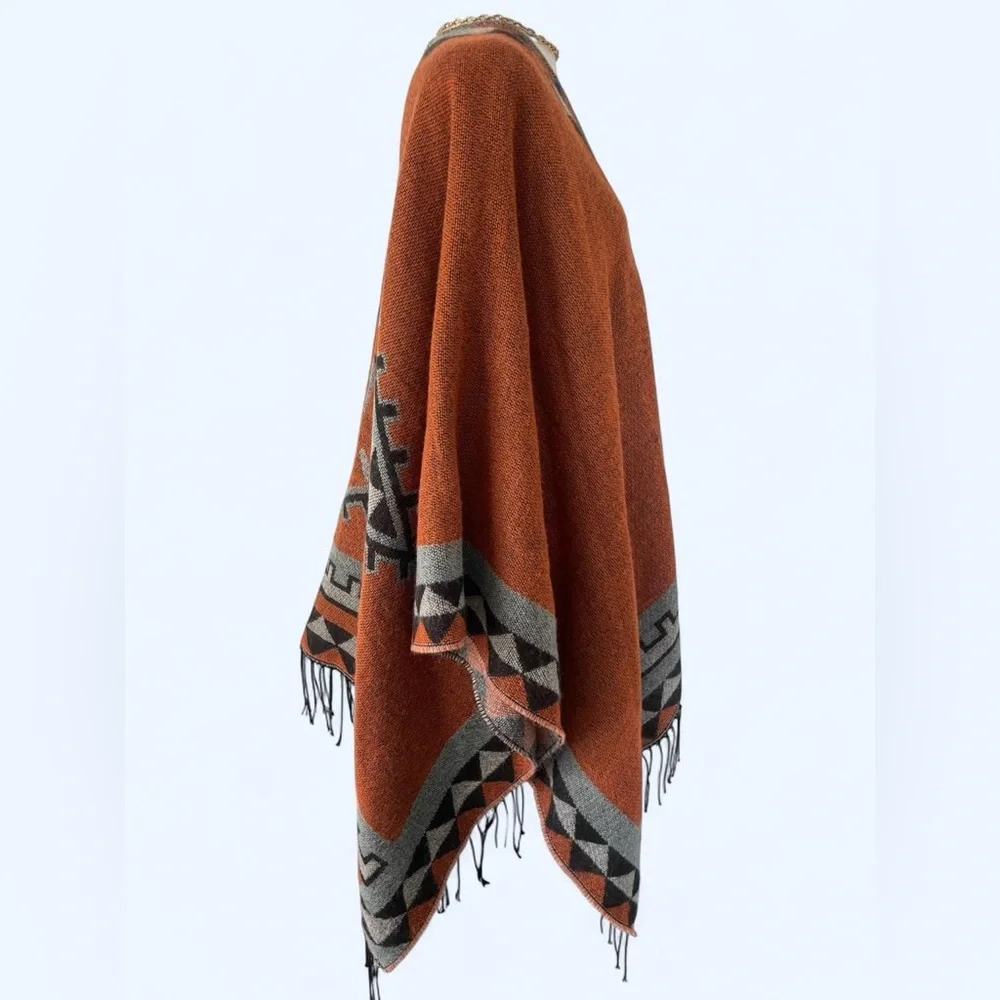 Elegant Women's Poncho Shawl Fringes by Moss Rose‎